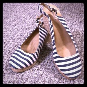 Navy striped wedges